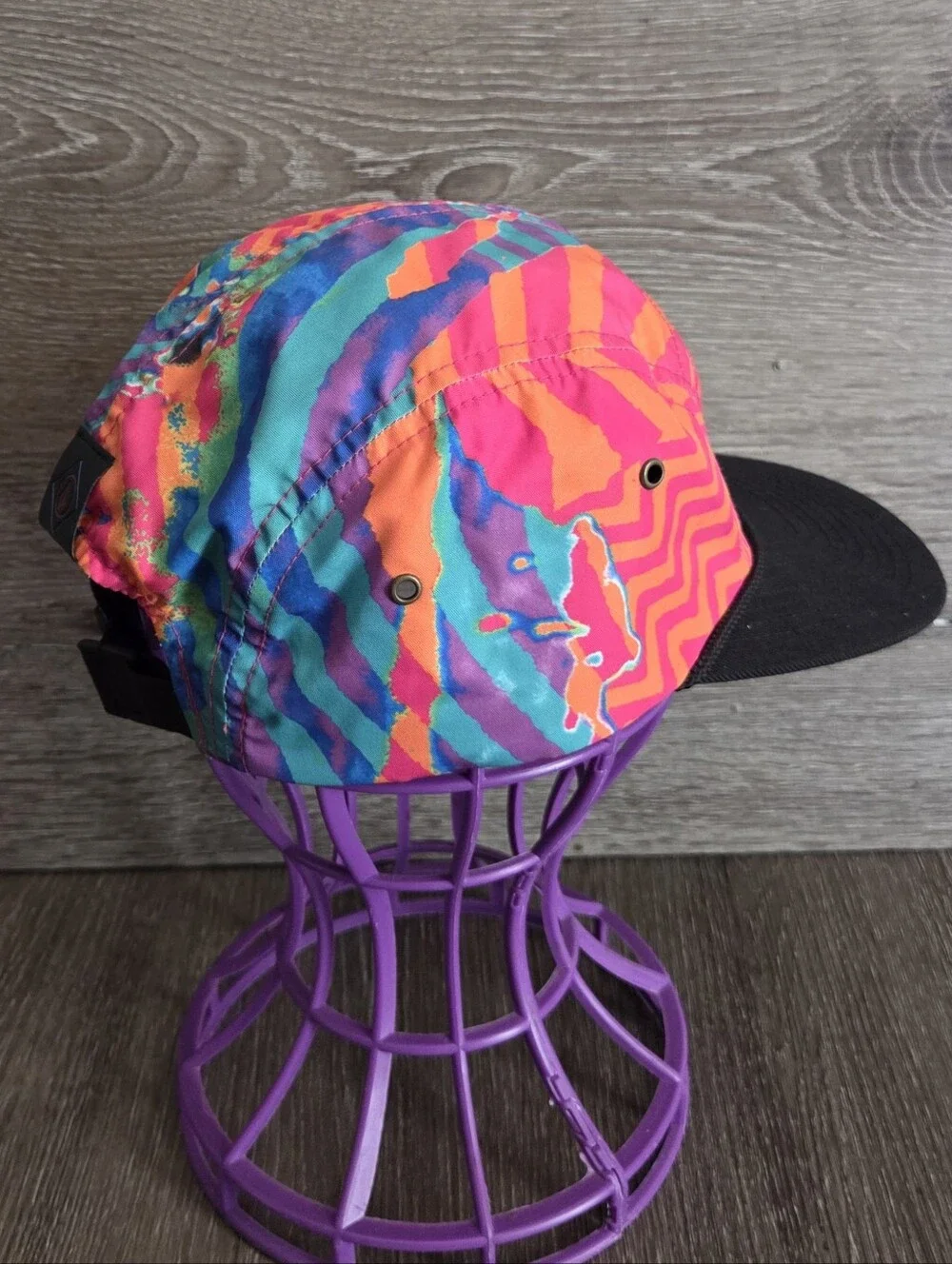 Vintage 90s Volcom Colorful Zigzag 5-Panel Cap - Black Brim